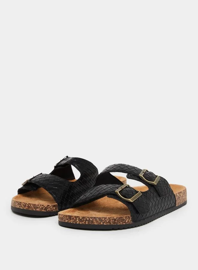 ستايلي Men Dual-Strap Buckle Detail Sandals