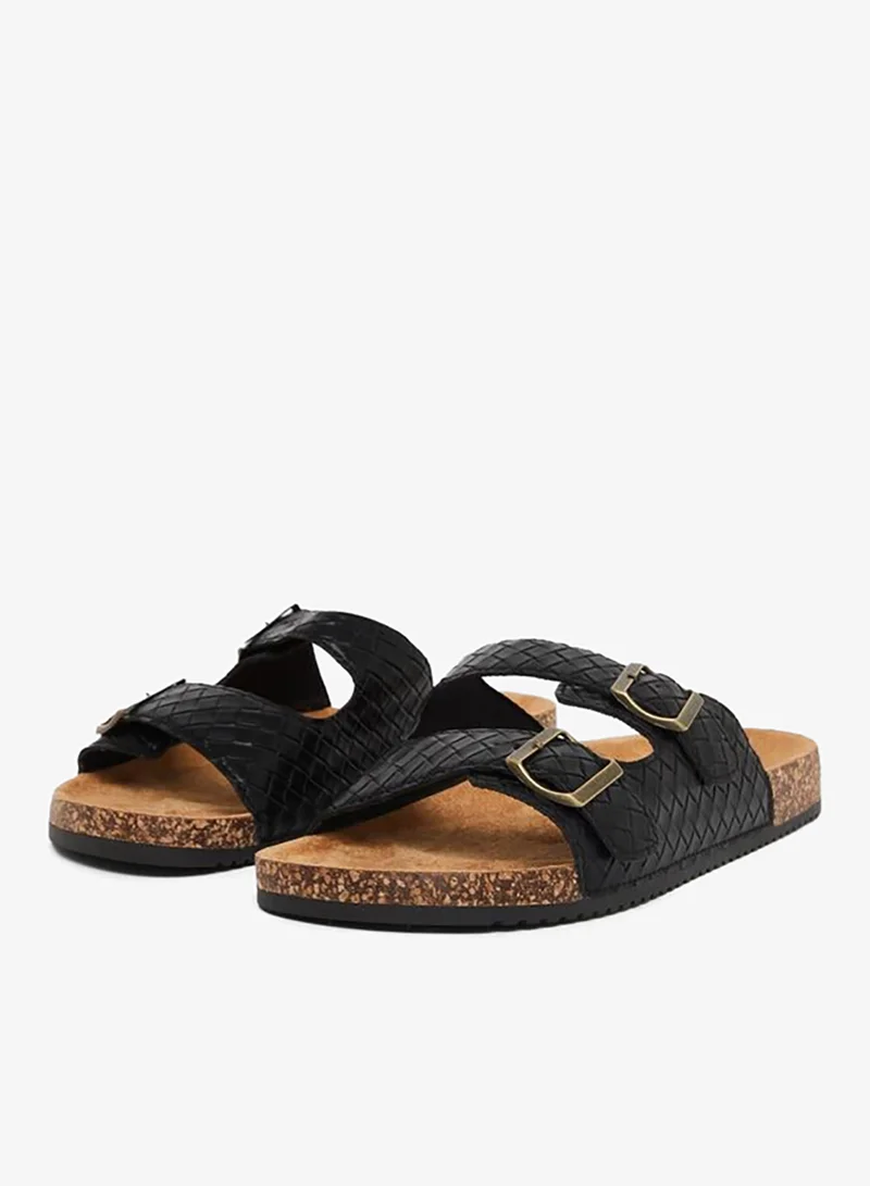 ستايلي صنادل رجالية بحزامين وتفاصيل إبزيم