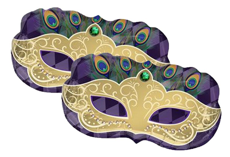 Artisan Owl Set of 2 Mardi Gras Mask 30 Foil Party Balloons - Image 3