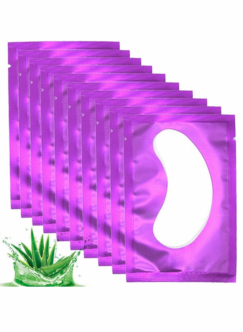 50 Pairs Lint-Free Under Eye Gel Pads for Eyelash Extensions - Perfect for Beauty Salons (Purple) - Image 1