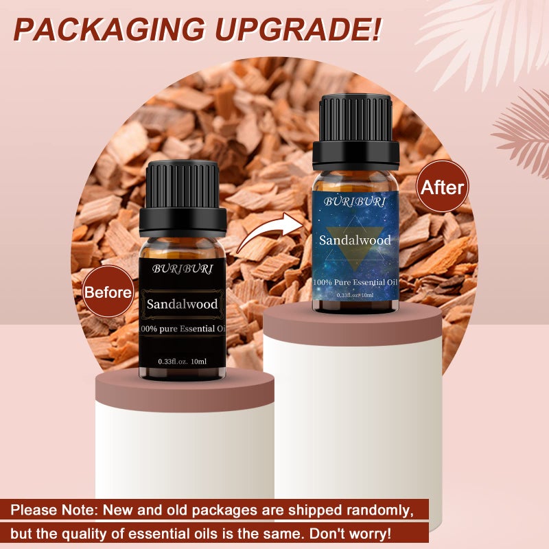 BURIBURI Sandalwood Essential Oils for Diffuser, Skin, Hair, 100% Pure, Fragrance Oil for Candle Soap Perfume Making, Natural, Organic Aromatherapy Sandalwood Oils 10ML - Image 5