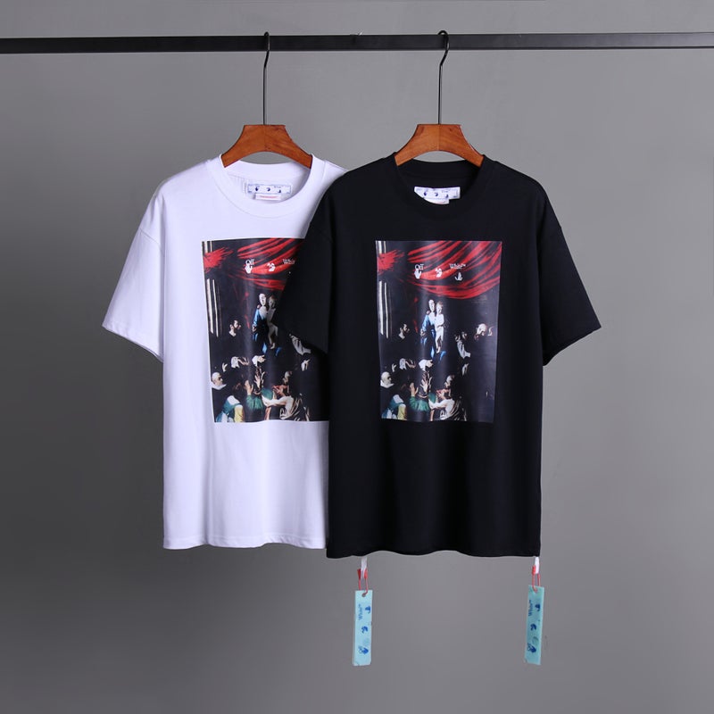 In-Stock Offwhale Virgin Mary Religious Arrow Design Os Fit Unisex Trendy Brand Short Sleeve T-Shirt - Image 2