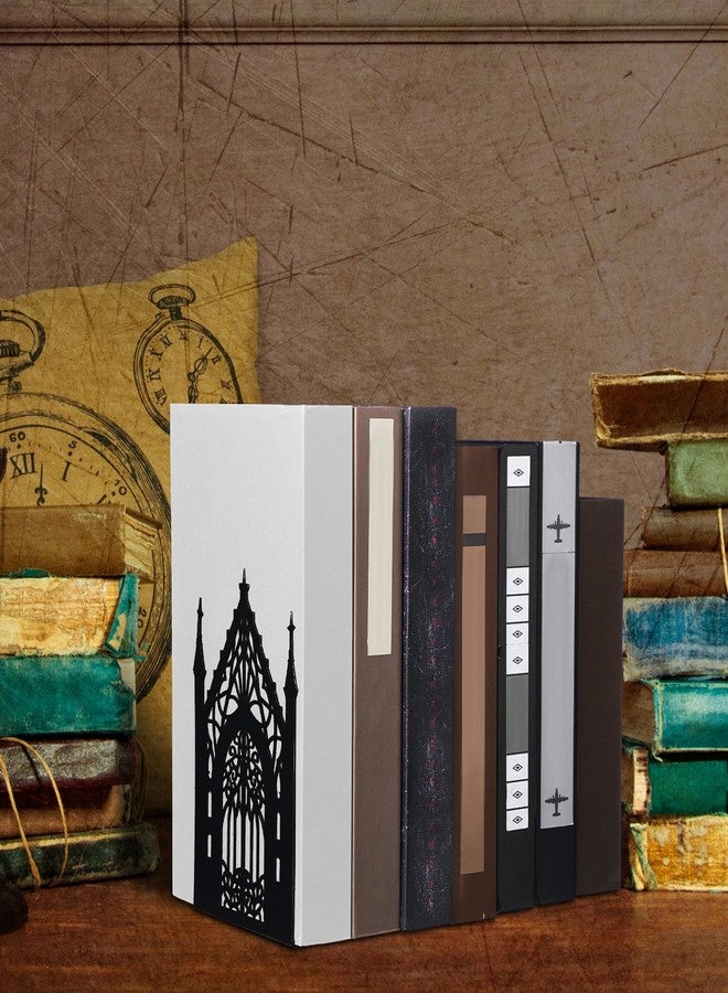 شيمياو فاصل كتب معدني أسود بتصميم قوطي من شيمياو، شديد التحمل، هدية مثالية لمحبي الكتب، مناسب للتخرج، رف كتب بأبعاد 5.3 × 4.3 × 7.3 بوصة، حامل كتب متين مناسب للمكاتب وغرف العمل. - Image 3