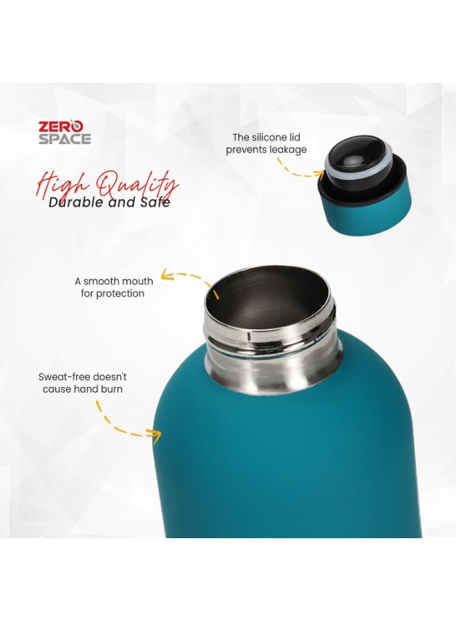ZeroSpace Stainless Steel Water Bottle, 750ml Insulated Water Bottle for Kids School, Double Wall Water Thermos Flask for Hot & Cold Drinks, Sports Hot Water Bottle (Ocean Blue) - Image 3