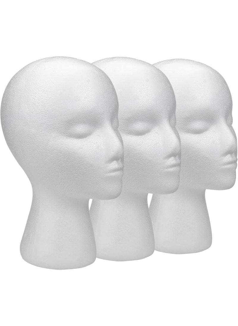 Foraineam - Foraineam 3 Pack 11 Inch Foam Wig Heads Female Foam Mannequin Head Wigs Display Stand Holder Manikin Cosmetics Model Head for Wigs Glasses Hats Hairpieces - Image 1