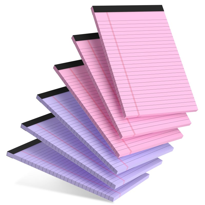 AILZFEI Pink Purple Small Legal Pad 5 x 8 College Ruled Color Legal Pads Paper Notepads 6 Pack Sturdy Back Writing Pads 5 x 8 Note Pads Perforated Narrow Ruled Pads of Paper - Image 2