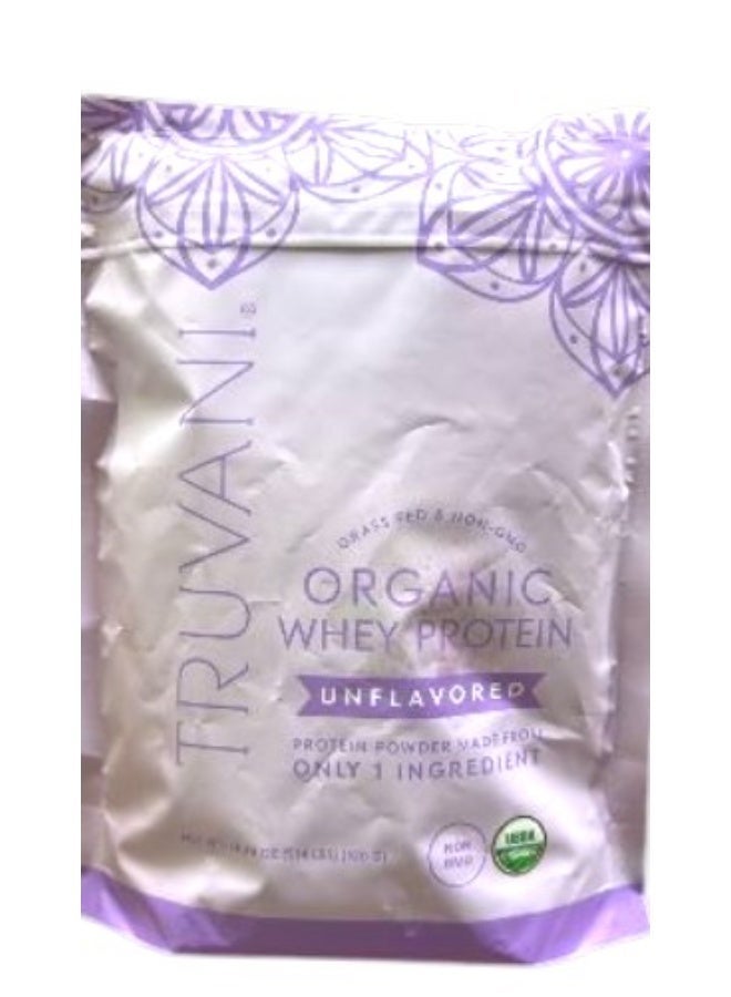 Truvani Organic Whey Protein Powder | Unflavored | 20g Grass Fed Whey Protein | 20 Servings | USDA Organic & Non-GMO | Gluten Free | No Gums, No Soy, No Stevia, No Added Sugars 18.34 oz - Image 1