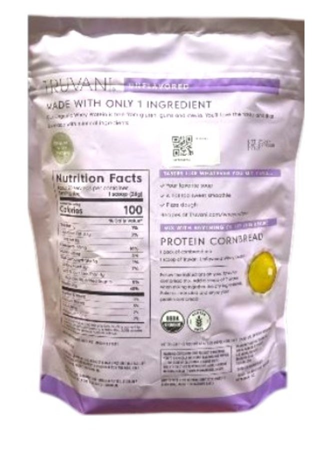 Truvani Organic Whey Protein Powder | Unflavored | 20g Grass Fed Whey Protein | 20 Servings | USDA Organic & Non-GMO | Gluten Free | No Gums, No Soy, No Stevia, No Added Sugars 18.34 oz - Image 2