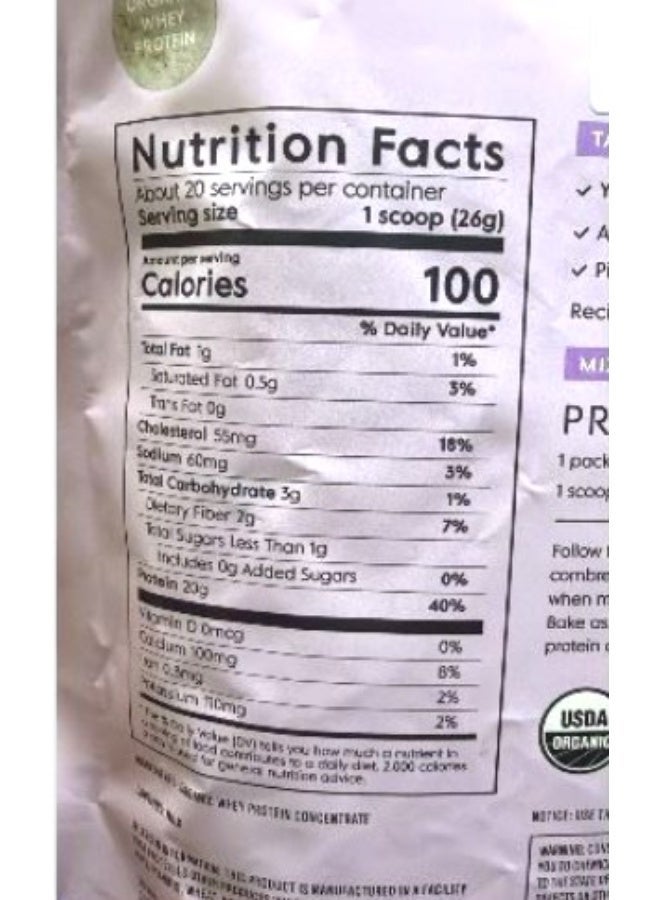 Truvani Organic Whey Protein Powder | Unflavored | 20g Grass Fed Whey Protein | 20 Servings | USDA Organic & Non-GMO | Gluten Free | No Gums, No Soy, No Stevia, No Added Sugars 18.34 oz - Image 3