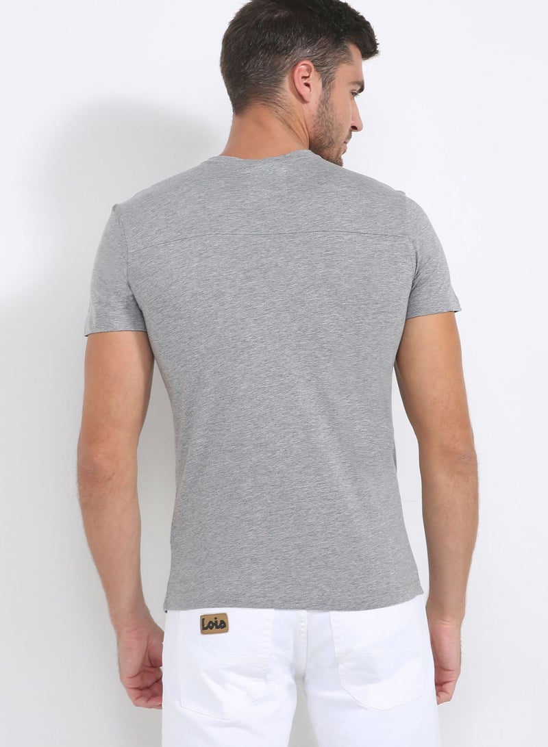 لويس قميص رقبة مستديرة مطبوعة 340 رمادي - Image 2