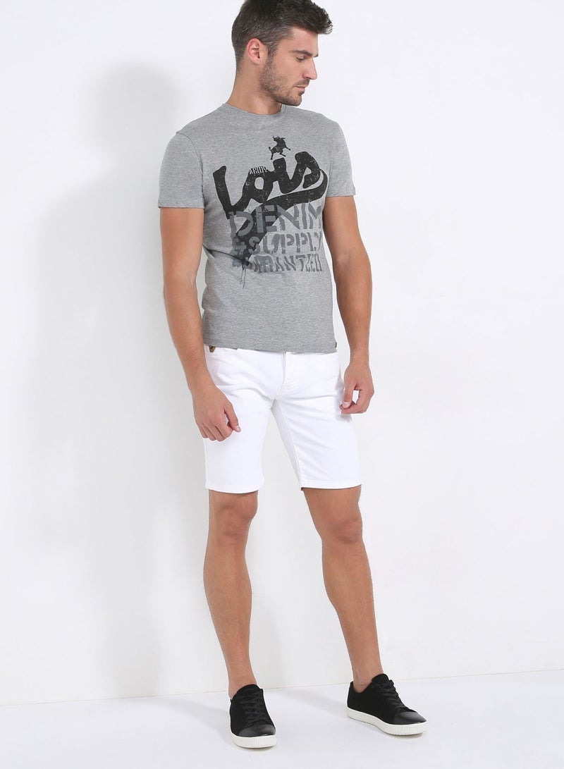 لويس قميص رقبة مستديرة مطبوعة 340 رمادي - Image 3