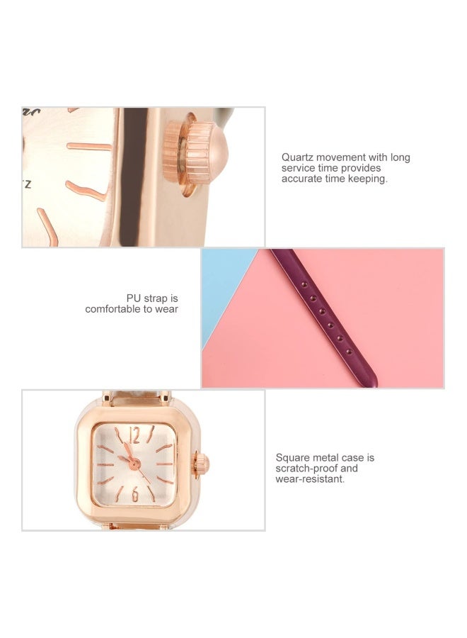 Quartz Womens Watch Female Square Small Slim Light Leather Band Band Fashion Minimalist Thin Casual Dress Analog Young Girls Gifts Wrist Watch - Image 3
