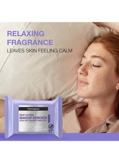 Neutrogena Night Calming Cleansing Makeup Remover Face Wipes, Nighttime Facial Towelettes to Remove Sweat, Dirt & makeup, Leaves Skin Feeling Calm, Alcohol-Free, 100% Plant Based Cloth, 25 ct  - Image 4