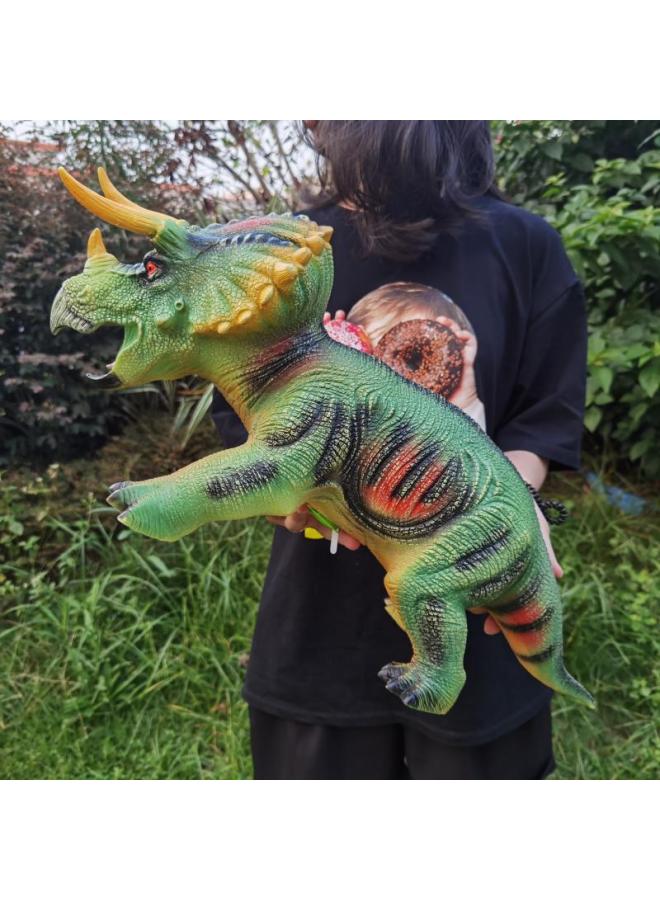 Super Large Triceratops Dinosaur Toy Simulation Animal Set Soft Glue Model Boy Child Baby Birthday-Color:Green Cute Triceratops-long 48cm High 22cm-with Sound