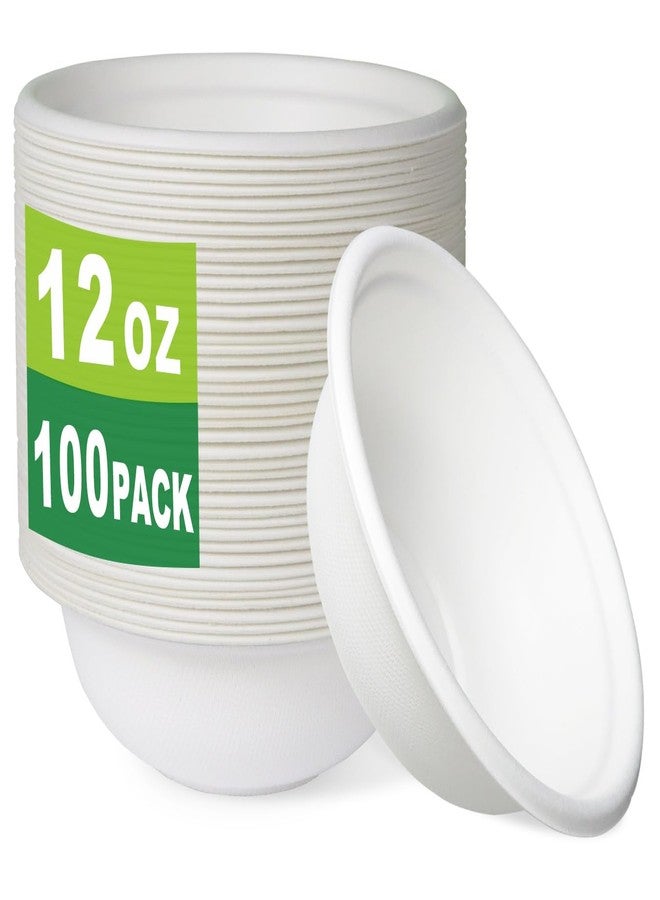 GreenWorks 100 Count 12 OZ Compostable Bowls, Biodegradable Bagasse and Bamboo fiber Paper Bowls - Image 1