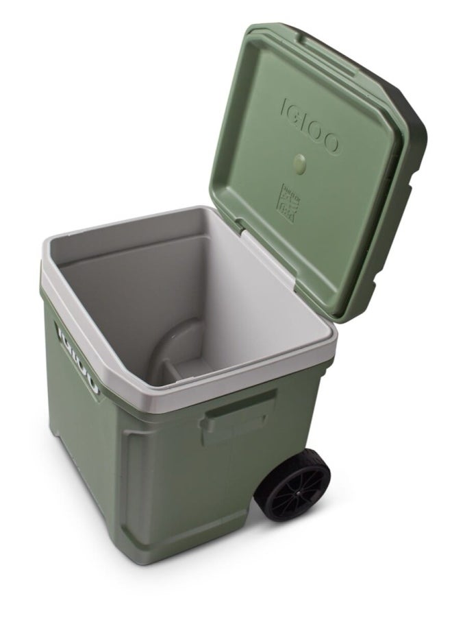 Igloo Ecocool Latitude 60 Qt Roller Cooler - Vintage Green  - Image 2