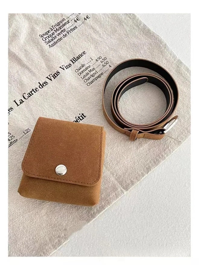 High-End Fashion Mini Leather Wallet With Large Capacity Waist Belt Card Holder Matte Finish Square Waist Bag For Men And Women 