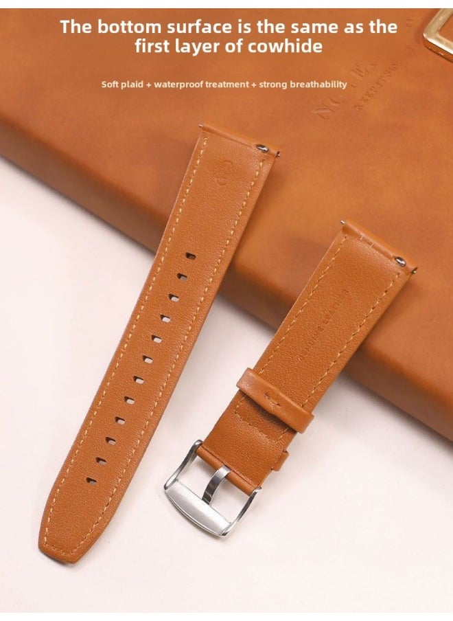 Generic - For Huawei Watch4/3/2 Original Leather Strap Gt4 3 2 Female Pro Special Buds Smart Belt-Color:Brown Silver Buckle-20mm - Image 1