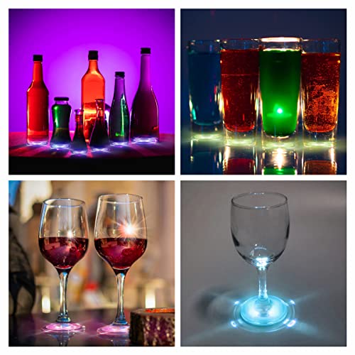 Ahier AHIIER 12 Pcs RGB Led Coasters - Multicolor Led Bar Coaster with 7 Colors, Bottle Lights and Sticker Lights for Party, Wedding, Bar - Image 5