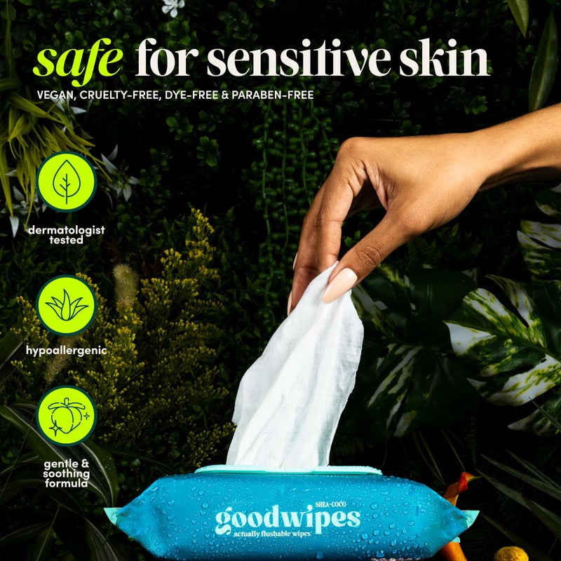goodwipes Flushable Butt Wipes - Vitamin E & Aloe - Sewer & Septic Safe - Extra Large Adult Wet Wipes For Women & Men - Bathroom Essentials - Botanical Bliss, 418 Count (8 Packs + 1 Travel) - Image 4