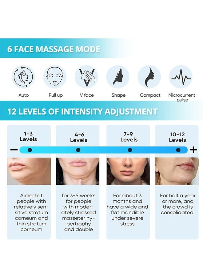 V شكل تدليك الوجه, آلة خفض الذقن المزدوجة الكهربائية مع 6 أوضاع و 12 مستويات كثافة, جهاز رفع الوجه التثبيت, جهاز رفع الوجه على شكل V, جهاز رفع الوجه على شكل V - Image 5