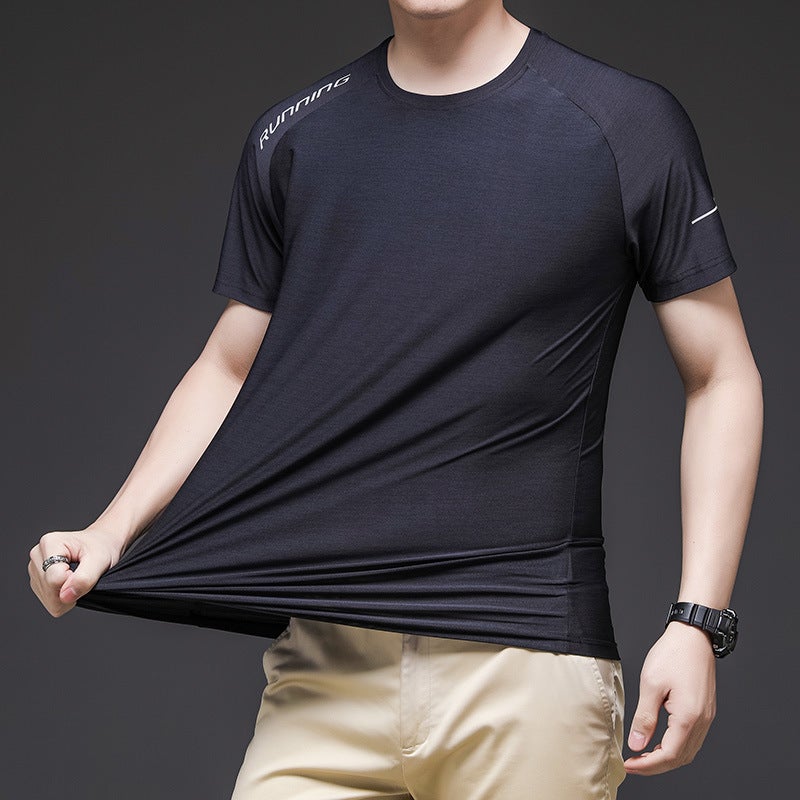 Summer Short-Sleeved T-Shirt For Men 2024 Thin Breathable Quick-Drying T-Shirt Men'S Tops Fitness Sports Ice Silk T-Shirt For Men - Image 2