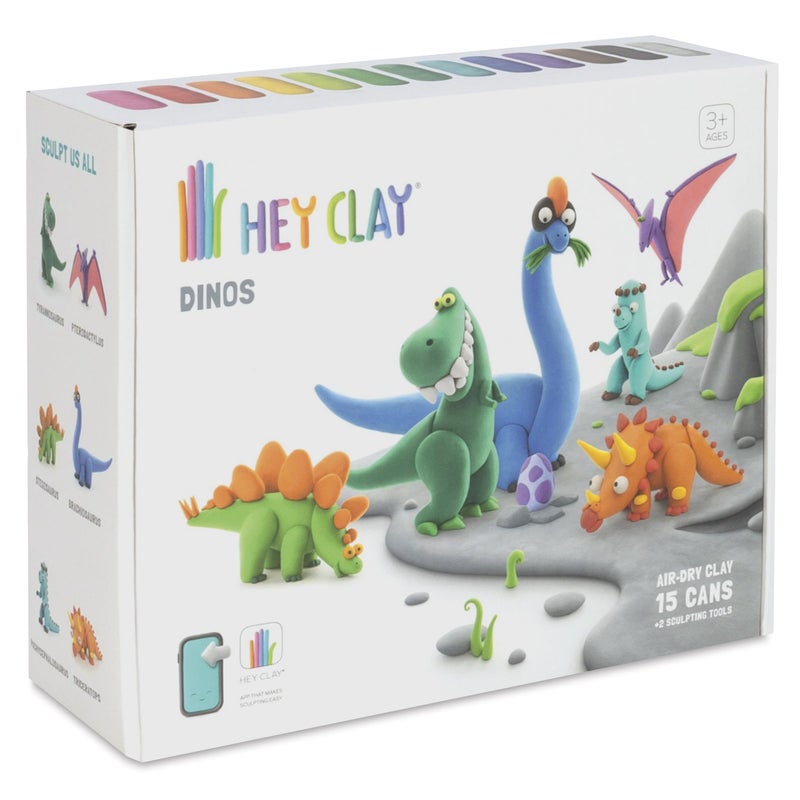 HEY CLAY Fat Brain Toys Hey Clay Dinosaurs Air Dry Clay Kit with Interactive App for Kids Tweens Modeling Clay and Crafts Set - Image 3
