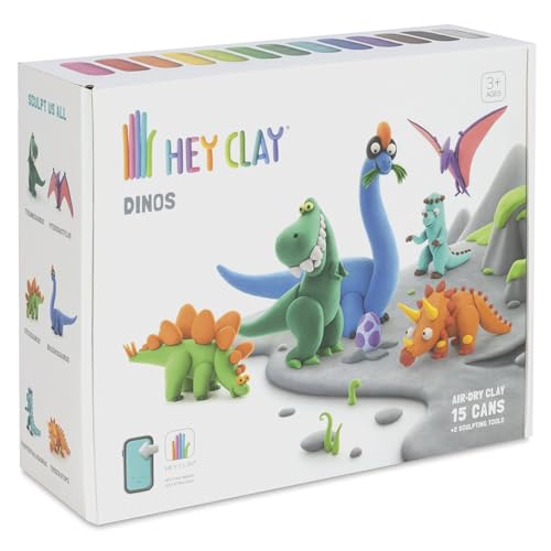 HEY CLAY Fat Brain Toys Hey Clay Dinosaurs Air Dry Clay Kit with Interactive App for Kids Tweens Modeling Clay and Crafts Set - Image 1