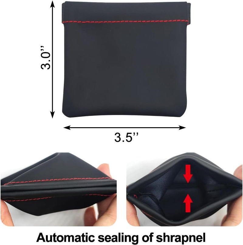 Quacc 3pcs Earphone Pouch PU Leather Headphone Storage Bag Universal Spring Bag Closure Soft Elastic Snap Spring Pouch for Storing Earphones, Coins, Keys, USB Flash Drives, Jewellery - Image 3