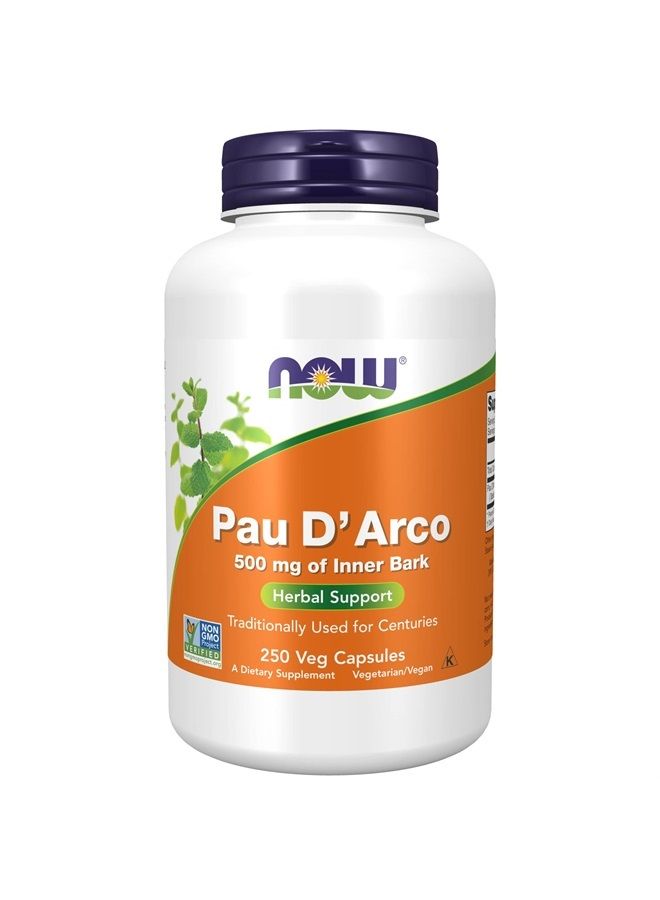 Supplements, Pau D'Arco (Tabebuia heptaphylla) 500 mg, Herbal Support, 250 Veg Capsules
