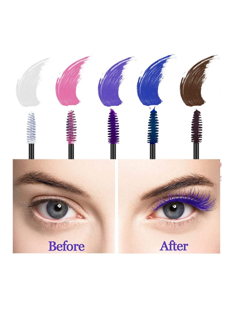 KASTWAVE مجموعة ماسكارا الرموش الملونة، 5 ألوان رموش من ألياف قوس قزح ملونة مقاومة للماء تدوم طويلاً رموش كثيفة الحجم للنساء خالية من القسوة على الحيوانات مكياج طبيعي طوال اليوم - Image 5