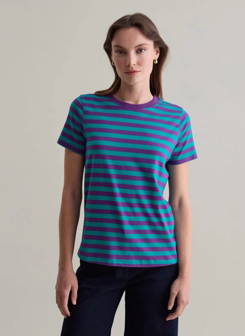 او في اس Striped T-shirt in Supima cotton