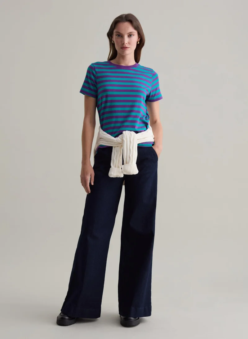 او في اس Striped T-shirt in Supima cotton