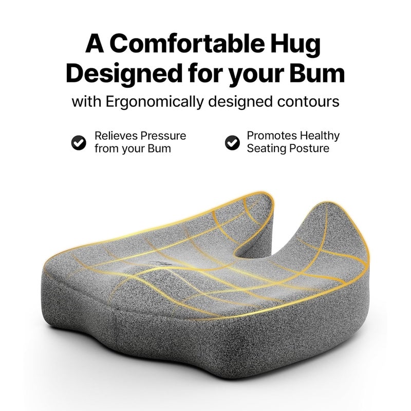 Frido وسادة مقعد فريدو الترا برو عالية الكثافة لتخفيف آلام الورك والعجز والعصعص وال Sciatica بتصميم مريح من رغوة HiPer الخاصة، وسادة منحنية لمقاعد المكتب أو المنزل حتى 100 كجم - Image 2