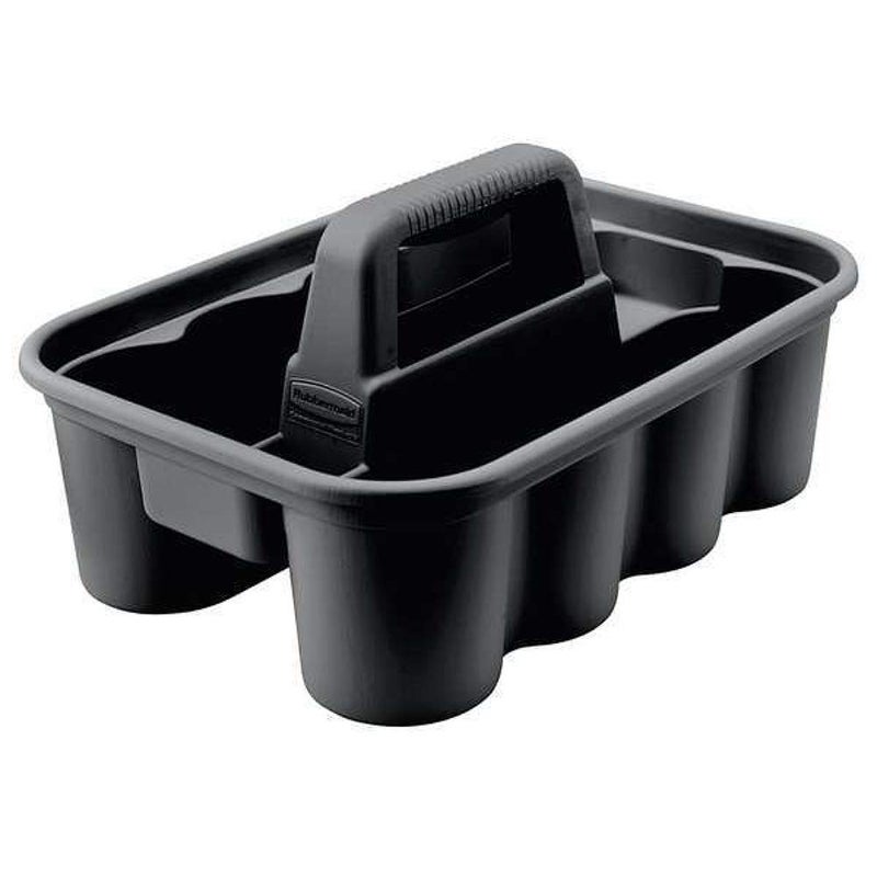 Rubbermaid حامل ربرمايد التجاري الفاخر لنقل القهوة والمشروبات الغازية ومنتجات التنظيف وزجاجات المياه باللون الأسود - Image 1