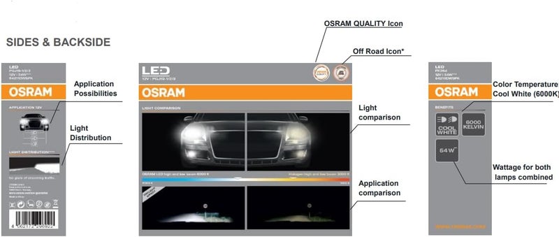 أوسرام OSRAM LEDriving SPK، ≜ HB3/HB4، مصابيح LED للطرق الوعرة للشعاع العالي/المنخفض، سطوع أكثر بنسبة 120%، 6000K، 9005DWSPK، صندوق قابل للطي (مصباحان) - Image 3