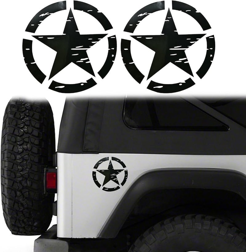 هوك رود ملصقات تزيينية لهيكل السيارة باللون الأسود، مناسبة لطرازات Jeep Wrangler YJ TJ JK JL Gladiator Tacoma Tundra RAM Pickup Truck، بطول 6.3 بوصة. - Image 1