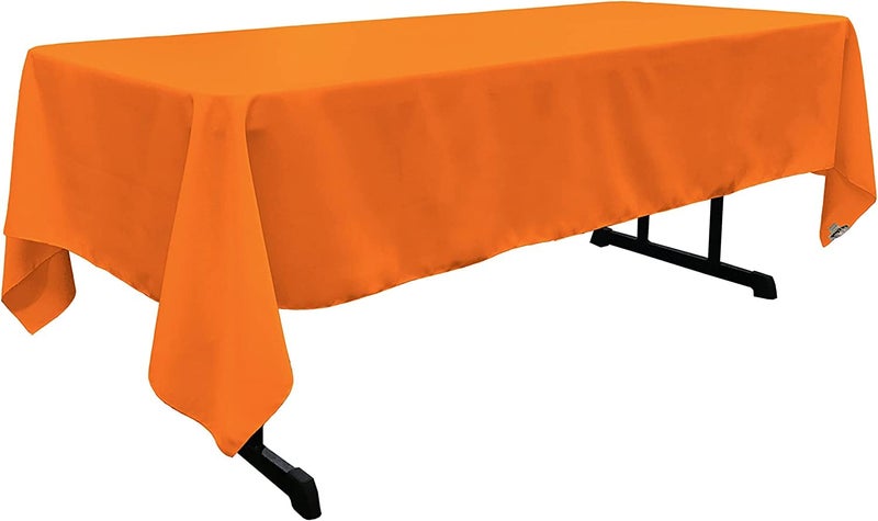 LA Linen Polyester Poplin Washable Rectangular Tablecloth Stain and Wrinkle Resistant Table Cover 60x120 Fabric Table Cloth for Dinning Kitchen Party Holiday 60 by 120Inch Orange