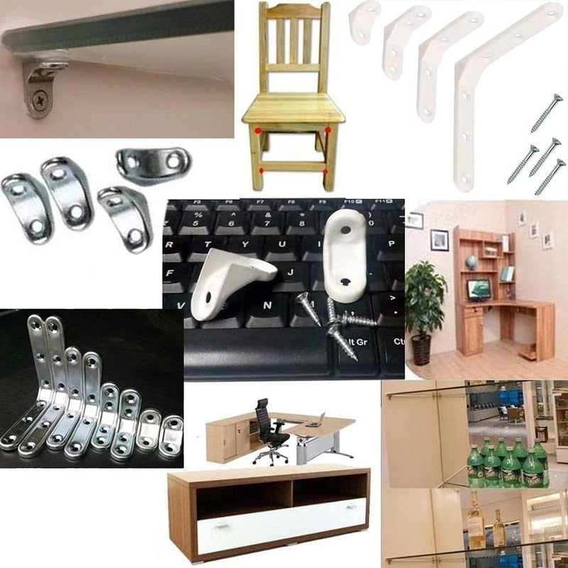 Diy Crafts CTDIYHI48042 Angle Bracket Heavy Support Wall Mounted Bench Table Shelf Bracket Furniture Hardware Screw Pack of 4 100 X 100 X 12 Polish Silver - Image 1