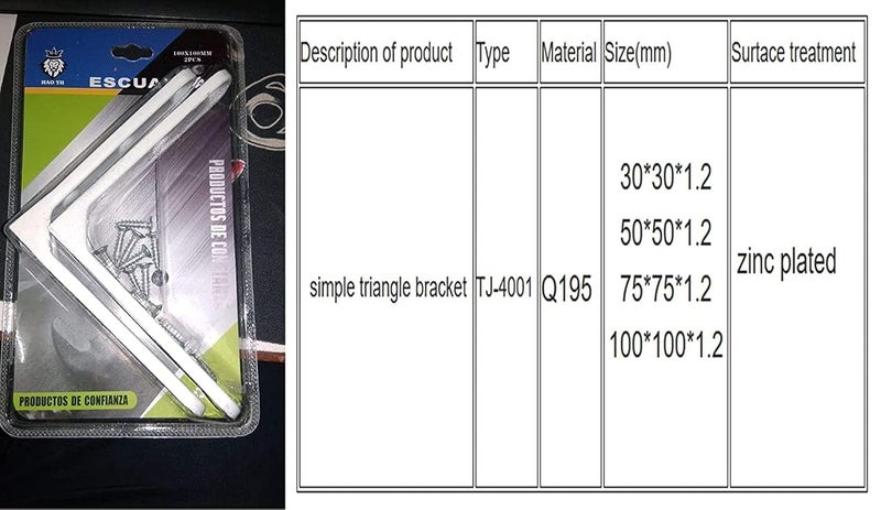 Diy Crafts CTDIYHI48042 Angle Bracket Heavy Support Wall Mounted Bench Table Shelf Bracket Furniture Hardware Screw Pack of 4 100 X 100 X 12 Polish Silver - Image 5