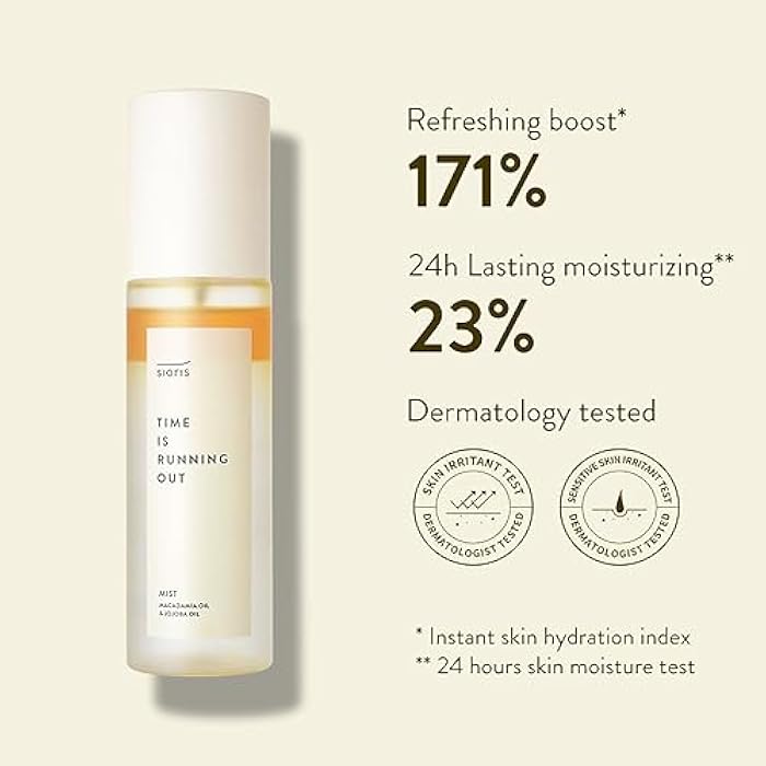 SIORIS Time Is Running Out mist 30ml (organic, vegan), glass skin face mist for Sensitive Skin, jojoba oil for moisture lock, enriched citrus water rejuvenates glass veil finish - Image 2