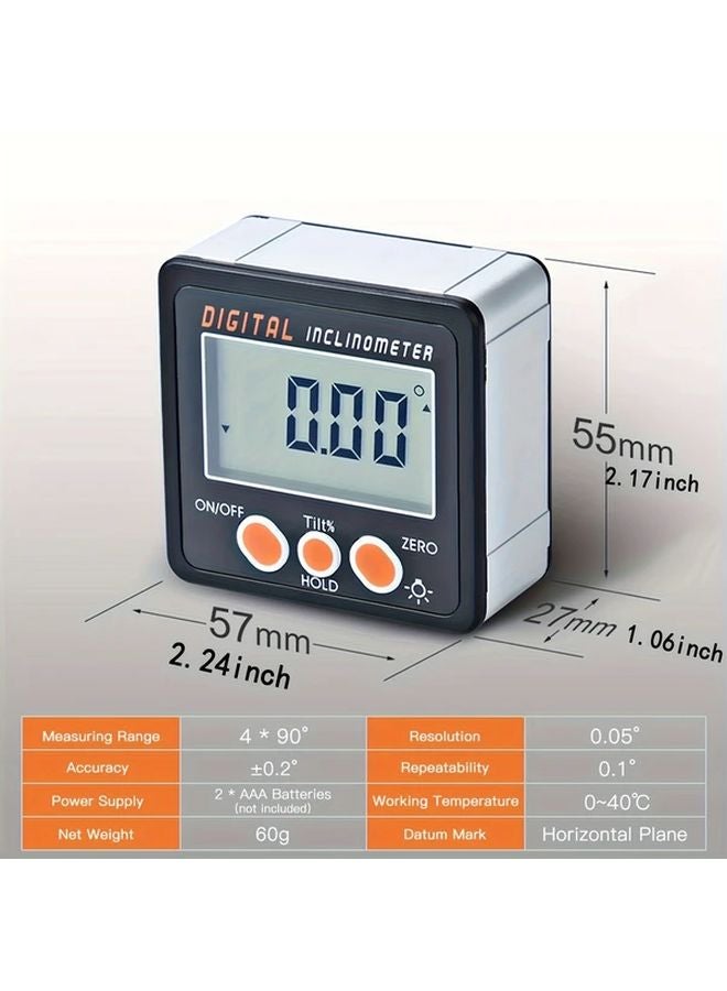 White Digital Protractor Inclinometer 0 360 Degree Aluminum Alloy Magnetic Base - Image 4