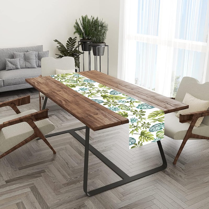 HOMADORN HOMADORN Poly Canvas Digital Printed Double Layered Enhanced Decor Table Runner Cloth for Dining Table Bed Living Room and Drawing Room TRN24FLORAL 13 INCHES X 72 INCHES 6 Seater - Image 1