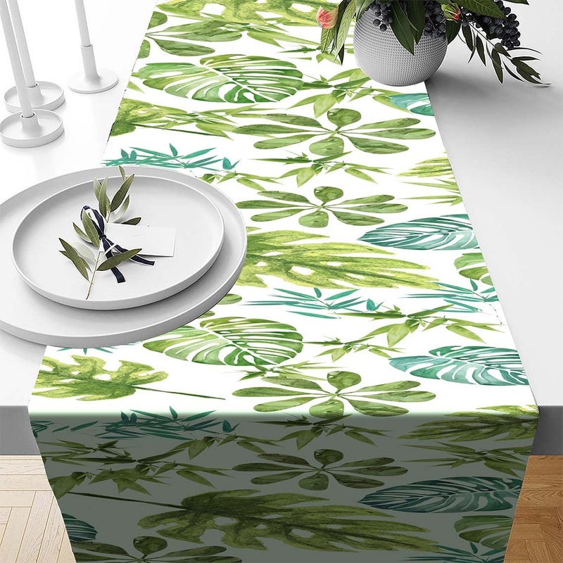 HOMADORN HOMADORN Poly Canvas Digital Printed Double Layered Enhanced Decor Table Runner Cloth for Dining Table Bed Living Room and Drawing Room TRN24FLORAL 13 INCHES X 72 INCHES 6 Seater - Image 2