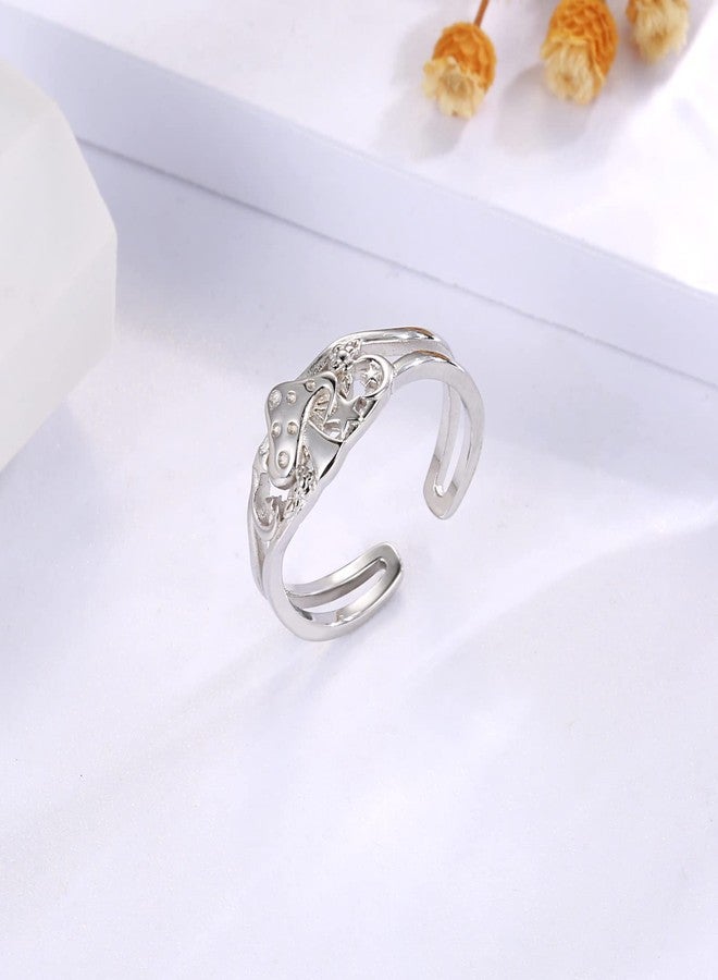 Sariel Cute Mushroom Gifts for Women - 925 Sterling Silver Magical Mushroom Ring with Moon and Star Gifts - Image 2