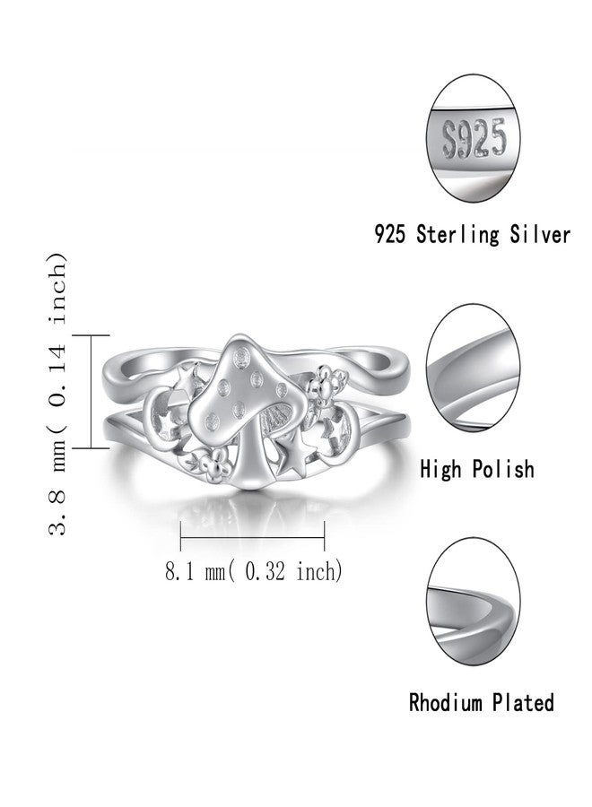 Sariel Cute Mushroom Gifts for Women - 925 Sterling Silver Magical Mushroom Ring with Moon and Star Gifts - Image 5