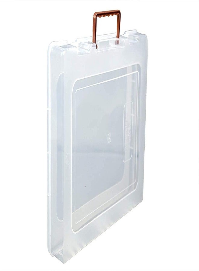 Moral_Multipurpose Plastic Storage Box with Locks and Handle matte Finish, Transparent Plastic Organizer Storage Box for Saree, Laptop, Books, Clothes Organizer (SET OF 4) - Image 4