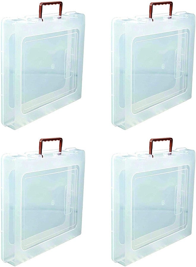 Moral_Multipurpose Plastic Storage Box with Locks and Handle matte Finish, Transparent Plastic Organizer Storage Box for Saree, Laptop, Books, Clothes Organizer (SET OF 4) - Image 1