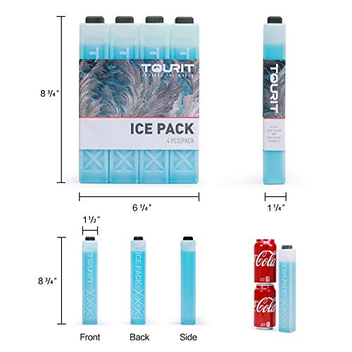 TOURIT Ice Packs for Coolers Reusable Long Lasting Freezer Packs for Lunch Bags/Boxes, Cooler Backpack, Camping, Beach, Picnics, Fishing and More (Set of 4, Blue) - Image 2