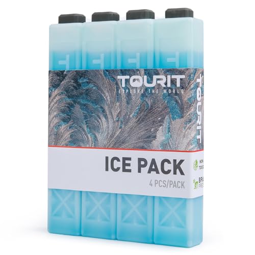 TOURIT Ice Packs for Coolers Reusable Long Lasting Freezer Packs for Lunch Bags/Boxes, Cooler Backpack, Camping, Beach, Picnics, Fishing and More (Set of 4, Blue) - Image 1